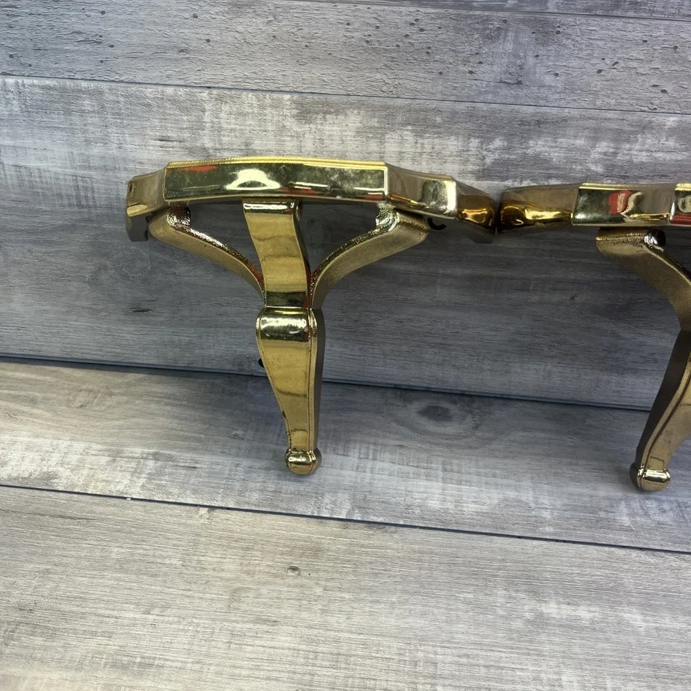 Burwood Gold Tone Small Wall Shelves 3259  Set Vintage Hollywood Regency